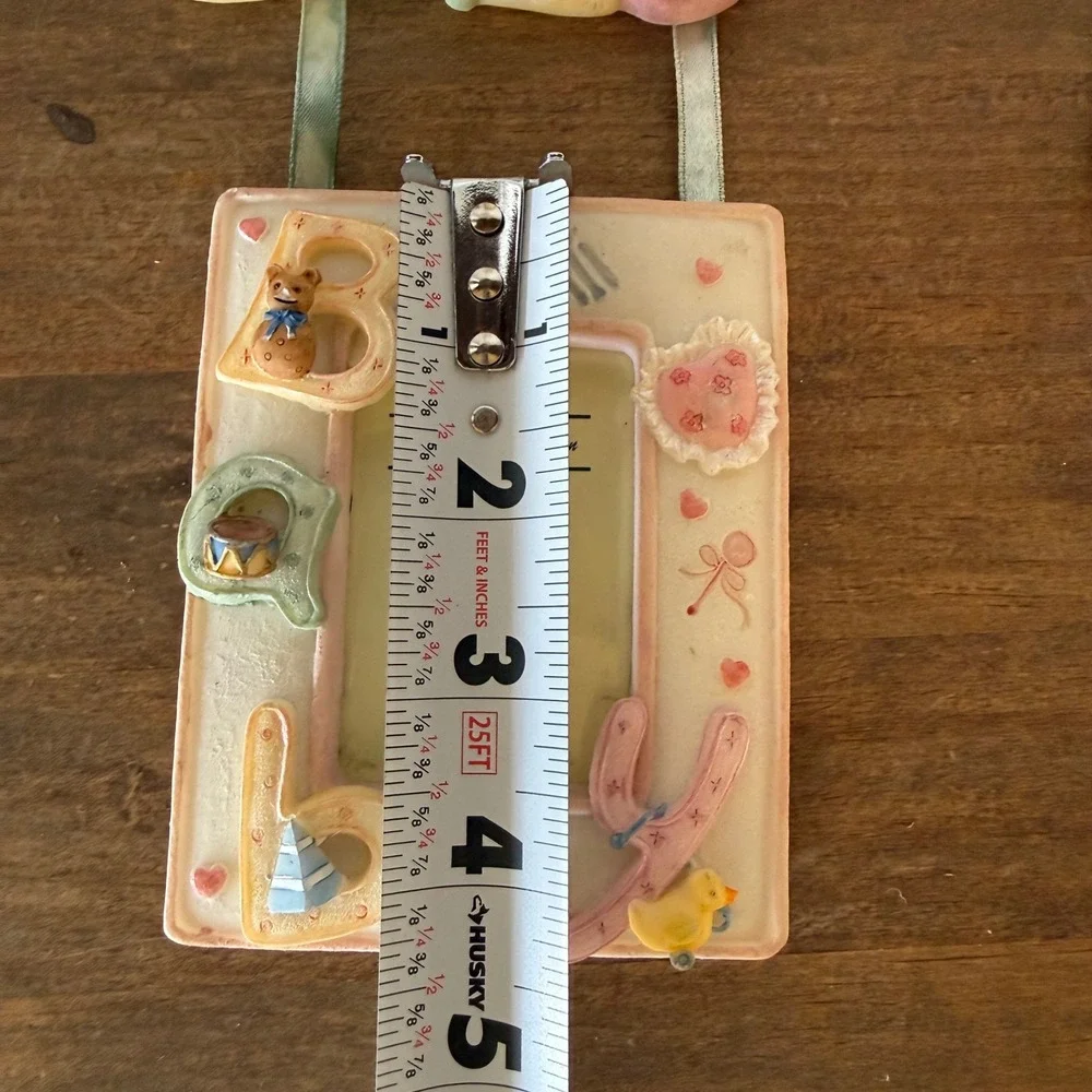 3pc Lot A Richesco Corp Baby Photo Frame Set 3D Resin Pastel Nursery Decor
